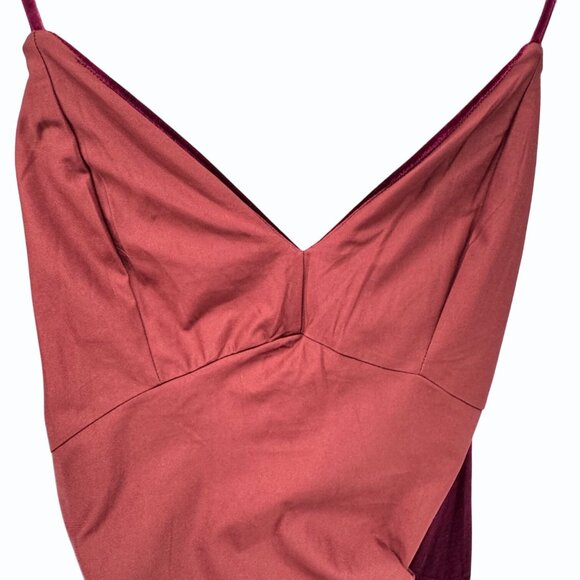 Yoana Baraschi Y2k Velvet Bodycon Fishtail V Neck Dress Womens Size 8 Burgundy - Picture 8 of 14